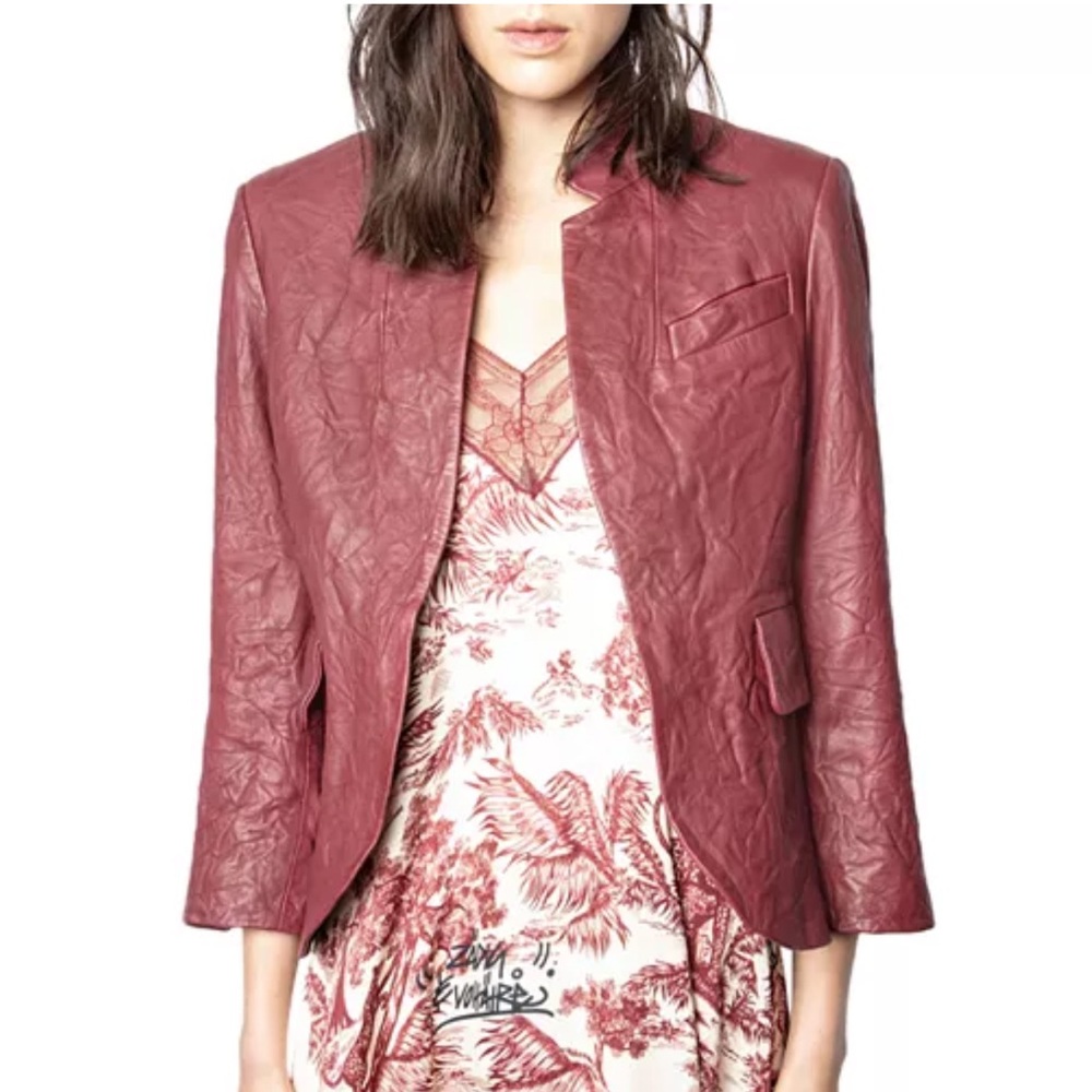 Zadig & Voltaire - Verys Crinkled Leather Blazer - size 38